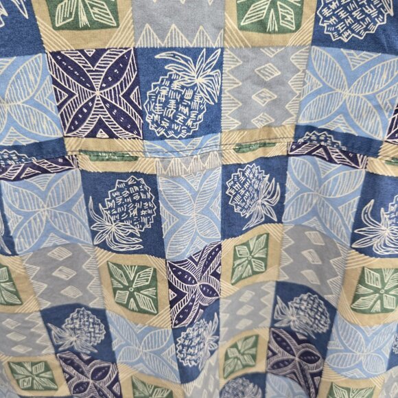 Cooke Street Blue Green Aloha Pineapple 100% Cotton Button Down Shirt Large - Picture 5 of 11